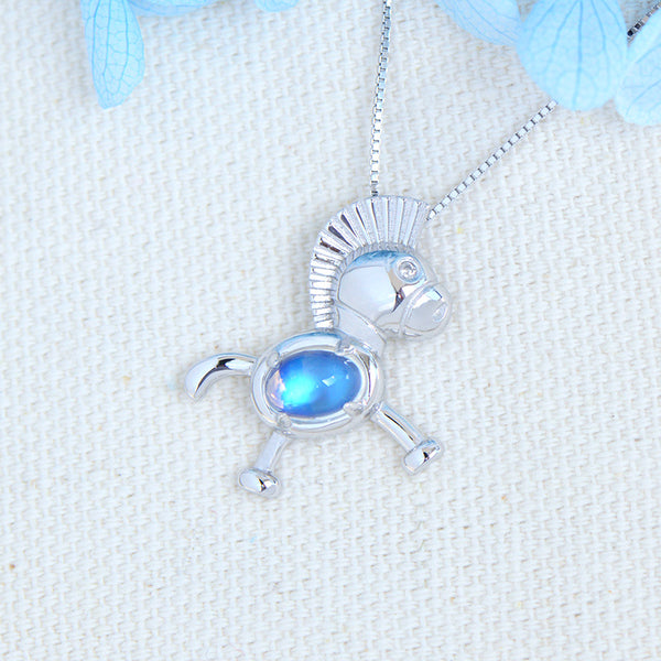 Womens Sterling Silver Moonstone Pendant Necklace Birthstone Necklace For Women Cute