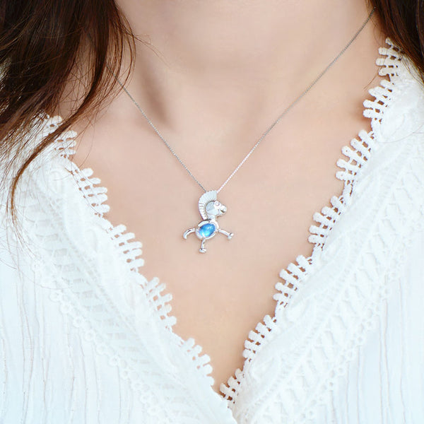 Womens Sterling Silver Moonstone Pendant Necklace Birthstone Necklace For Women Designer