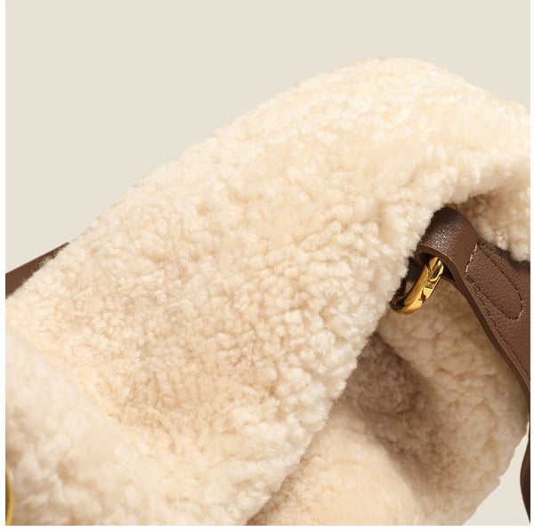 Womens Suede Leather Tote Bag With Faux Fur Shoulder Handbags For Women Quality