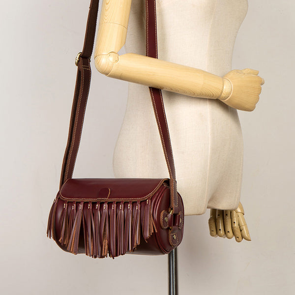 Womens Cute Leather Fringe Crossbody Bag Purse Over Shoulder Bags for Women Cool