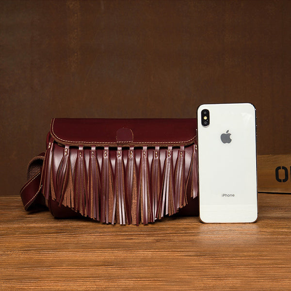 Womens Cute Leather Fringe Crossbody Bag Purse Over Shoulder Bags for Women Cute