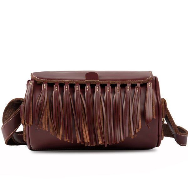 Womens Cute Leather Fringe Crossbody Bag