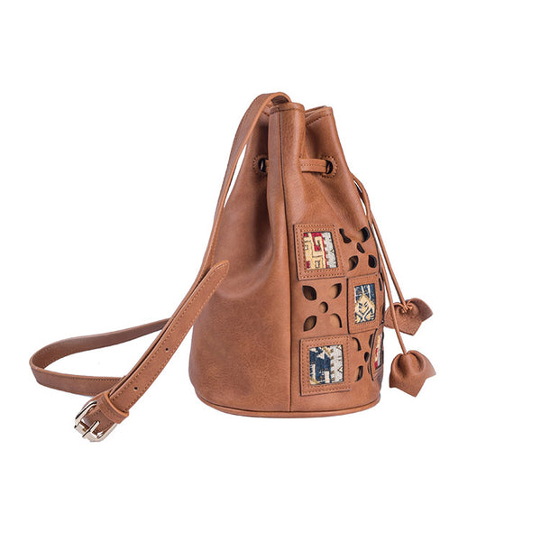 Womens Vegan Leather Boho Crossbody Bucket Bag Purse Sling Bags For Women Chic