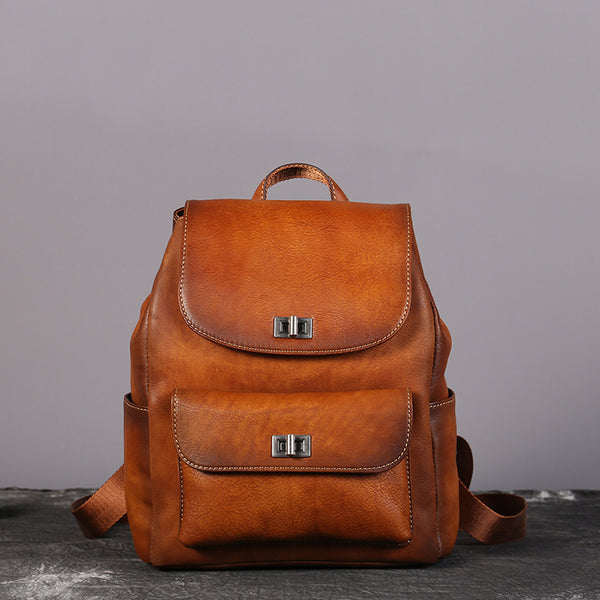 Womens Vintage Brush Off Leather Backpack Purse Rucksack Bag For Women Accessories