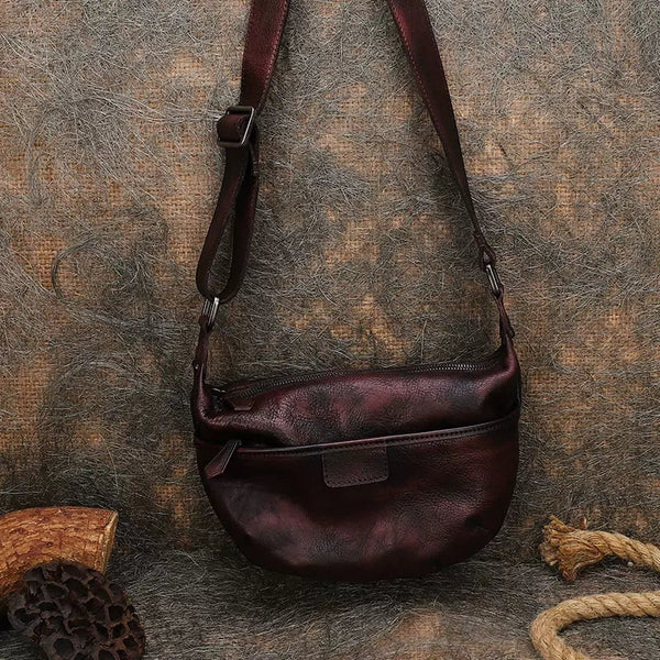 Stylish Ladies Side Bag Genuine Leather Crossbody Bags Coffee