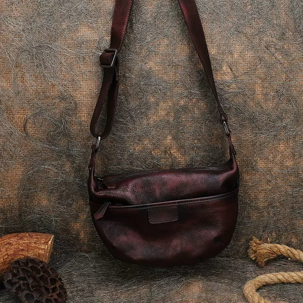 Stylish Ladies Side Bag Genuine Leather Crossbody Bags Coffee