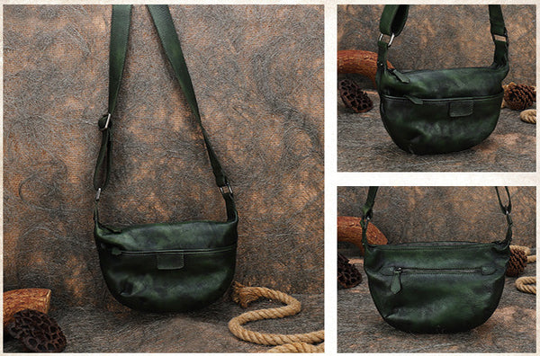 Stylish Ladies Side Bag Genuine Leather Crossbody Bags Green Genuine Leather