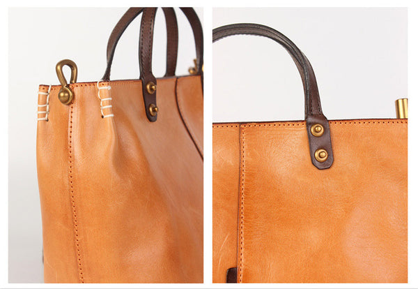 Womens Vintage Leather Handbags Over The Shoulder Purse For Women Details