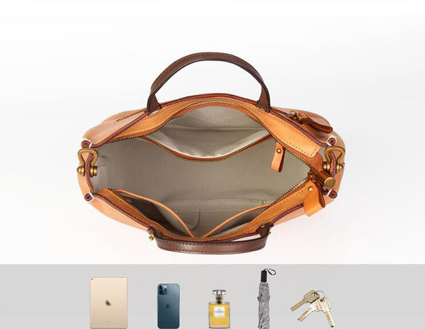 Womens Vintage Leather Handbags Over The Shoulder Purse For Women Inside