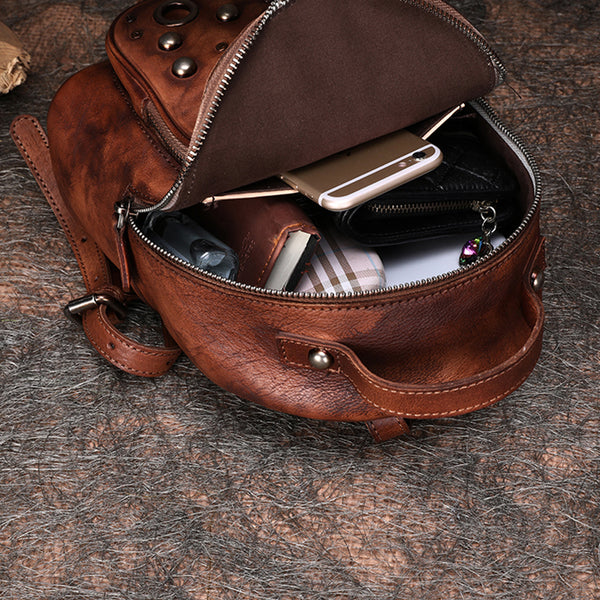 Funky Womens Genuine Leather Small Backpack Purse Cool Backpacks for Women