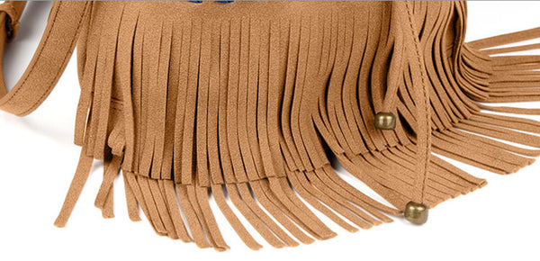 Womens Western Vegan Leather Fringe Crossbody Purse Hobo Bucket Bag for Women Chic
