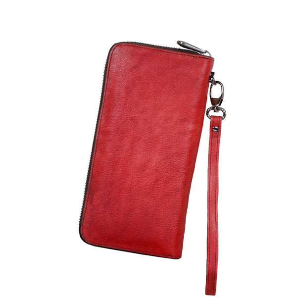 Womens Genuine Leather Clutch Wallet Purse With Sunflower Pattern Zip Around Wallet For Women Cowhide