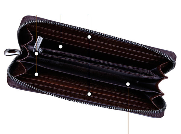 Womens Genuine Leather Clutch Wallet Purse With Sunflower Pattern Zip Around Wallet For Women Inside