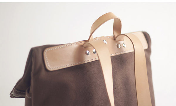 Womens leather rucksack backpack bags ladies canvas leather backpack Purse Details