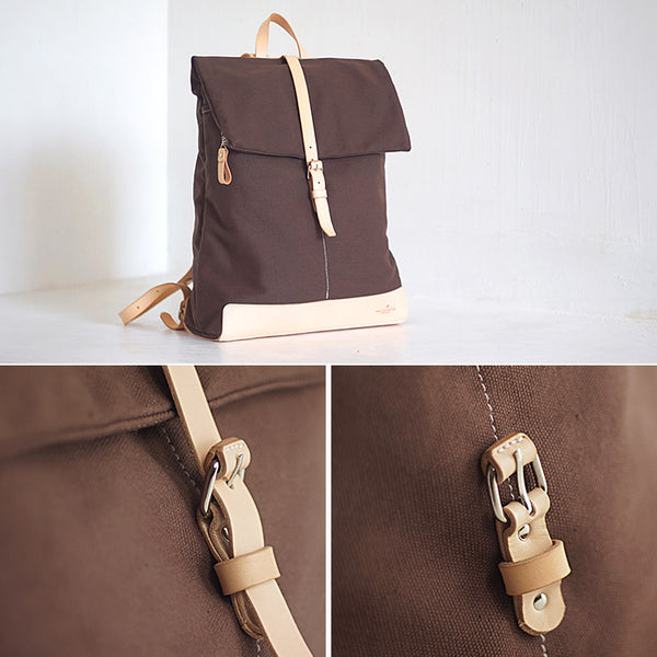 Womens leather rucksack backpack bags ladies canvas leather backpack Purse Handmade