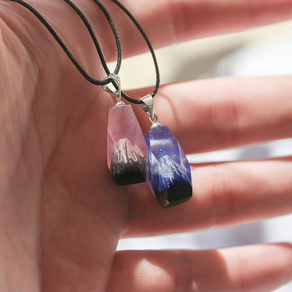 Wood Resin Pendant Necklace Handmade Couple Necklace For Women Men Aesthetic
