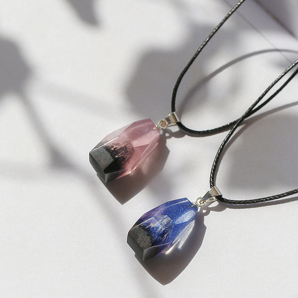 Wood Resin Pendant Necklace Handmade Couple Necklace For Women Men Affordable