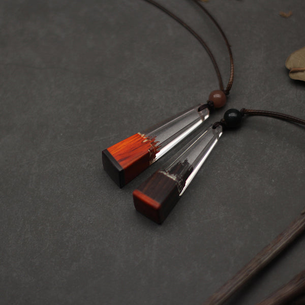Wood Resin Pendant Necklace Unique Handmade Couple Jewelry Accessories Women Men cool