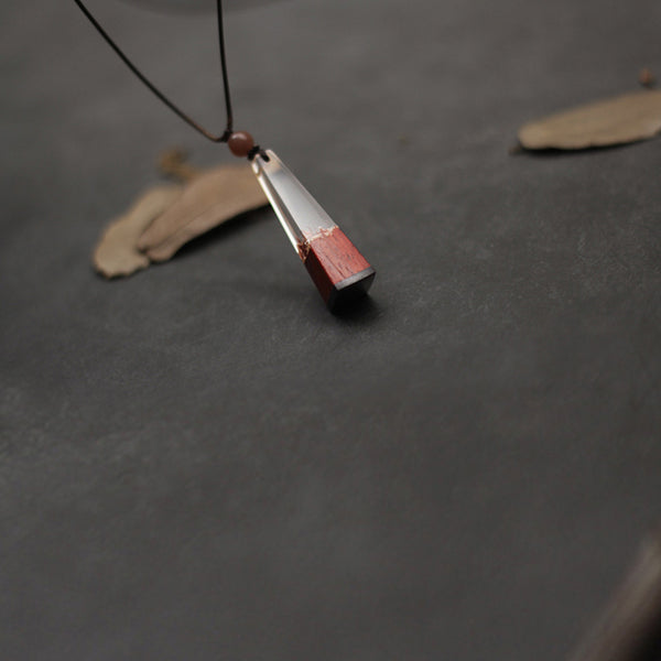 Wood Resin Pendant Necklace Unique Handmade Couple Jewelry Accessories Women Men nice