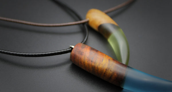 Wood Resin Pendant Necklace Unique Handmade Jewelry For Women Men Minimalism
