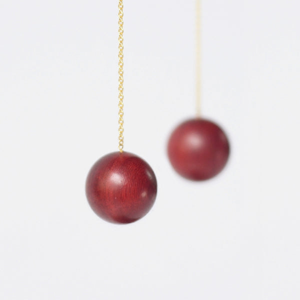 Wooden Earrings Gold Handmade Jewelry Accessories Women red