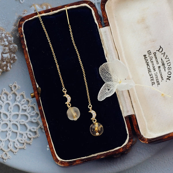 Zircon Crystal Cute Dangle Threader Earrings Drop Earrings Gold Jewelry Women adorable