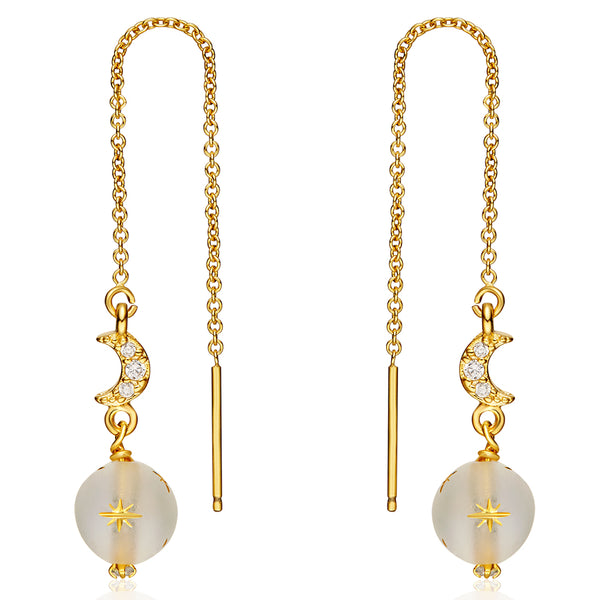 Zircon Crystal Cute Dangle Threader Earrings Drop Earrings Gold Jewelry Women fashionable