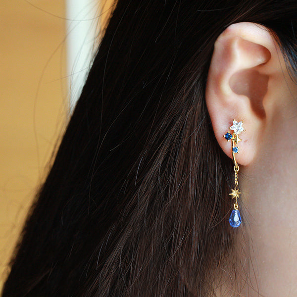 Zircon Drop Clip Earrings Gold Silver Handmade Chic Jewelry Women cute