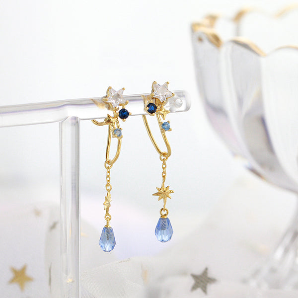 Zircon Drop Clip Earrings Gold Silver Handmade Chic Jewelry Women elegant