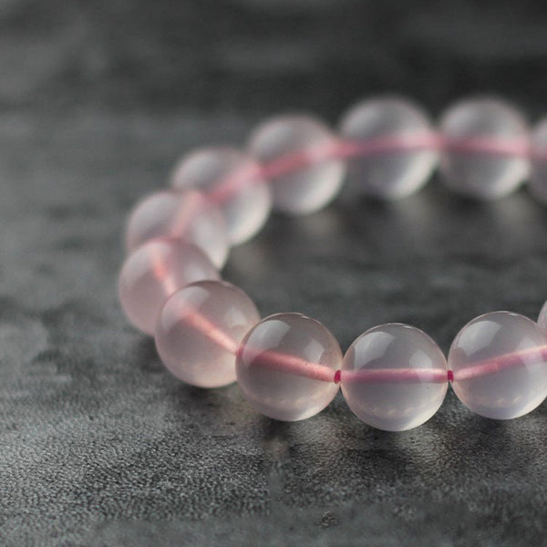Sterling Silver Rose Quartz Crystal Beaded Bracelet Handmade Jewelry Women