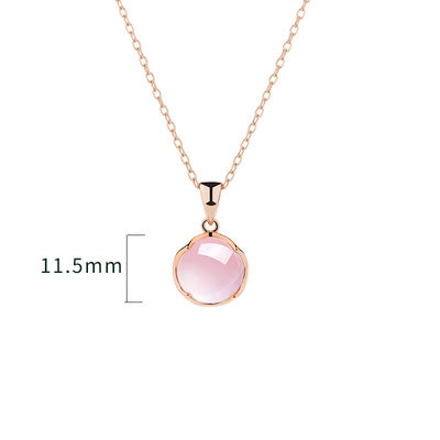 Rose Quartz Pendant Necklace 18K Gold Plated Sterling Silver Jewelry Accessories Gift For Women
