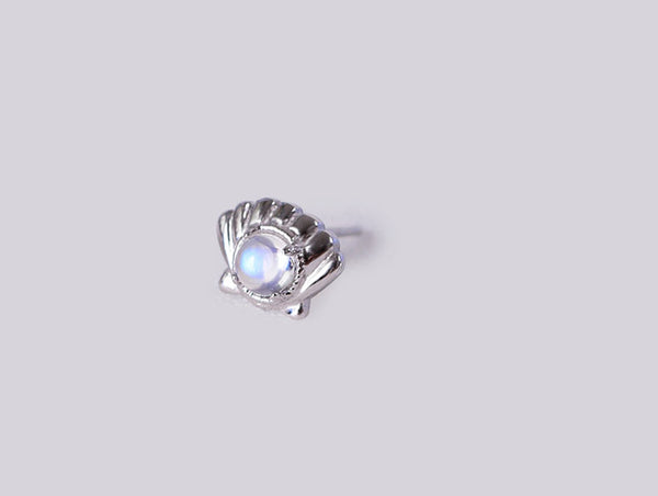 Cute Ocean Crab Shaped Silver Blue Moonstone Stud   Earrings June Birthstone Jewelry for Women