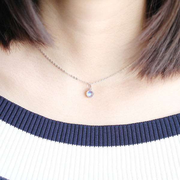 cute Moonstone Pendant Necklace Silver Handmade June Birthstone Gemstone Jewelry Accessories gift Women beautiful