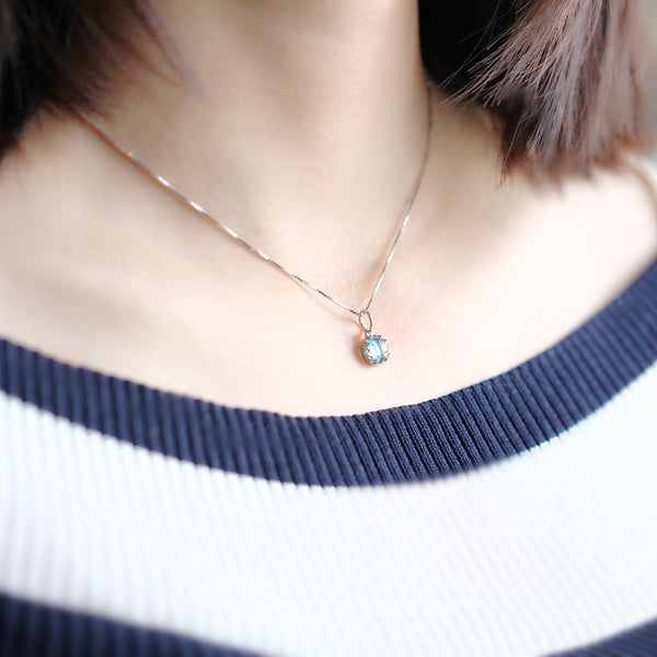 cute Moonstone Pendant Necklace Silver Handmade June Birthstone Gemstone Jewelry Accessories gift Women chic