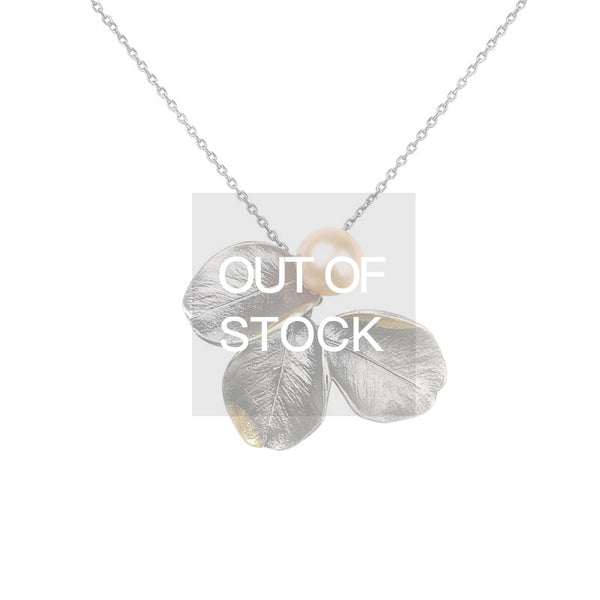 Round Pink Freshwater Pearl Pendant Necklace in Vintage Sterling Silver June Birthstone Jewelry