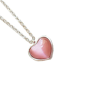 Pink Cat's Eye Pendant Necklace in Gold Plated Silver and Random Gift Choker Jewelry Accessories Women