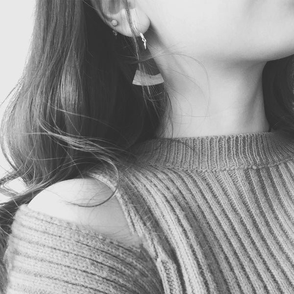 silver Wooden drop Earrings women men Jewelry her