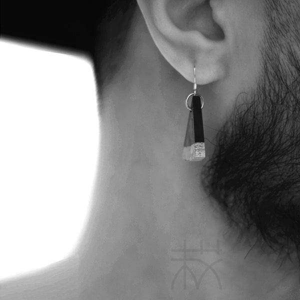 silver Wooden drop-Earrings women men Jewelry him