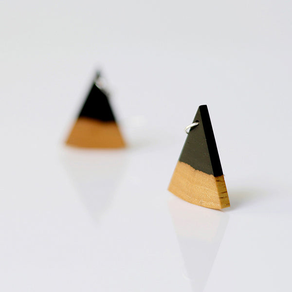 Wood Drop Earrings in Sterling Silver Handmade Jewelry Accessories Women