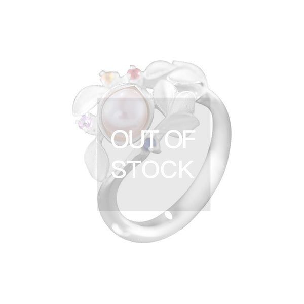 Freshwater Pearl Ring with Zircon in Sterling Silver June Birthstone Jewelry For Women