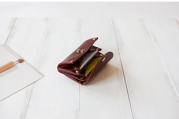 Handmade Womens Leather Coin Purse Card Wallet Purses for Women