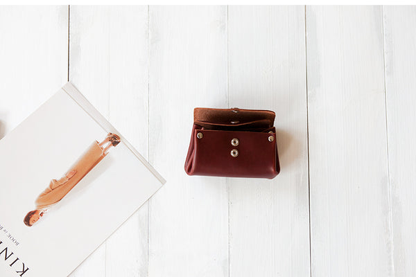 Handmade Womens Leather Coin Purse Card Wallet Purses for Women