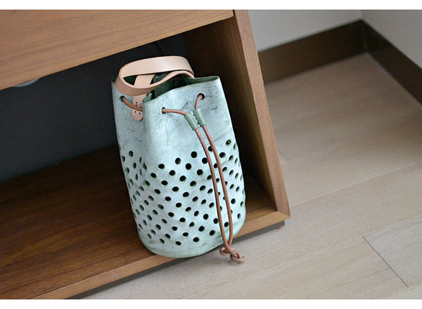 small womens leather drawstring crossbody bucket bag purse side bags for women Chic