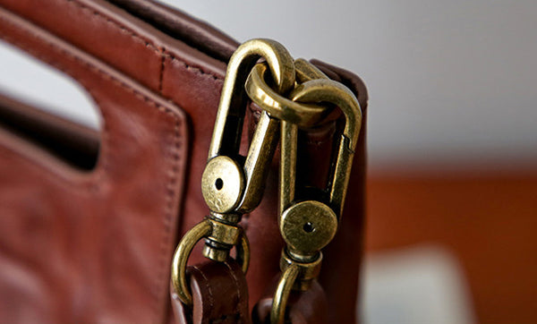 Womens Small Vegetable Tanned Leather Underarm Bag Vertical Handbag and Crossbody Bag