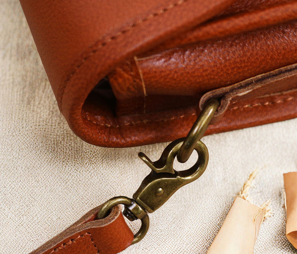 Black Genuine Leather Saddle Crossbody Bag Minimalist Retro Style