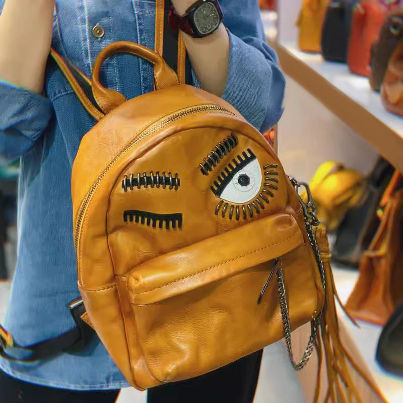 Cute Womens Small Genuine Leather Backpack Purse Trendy Backpacks for Women