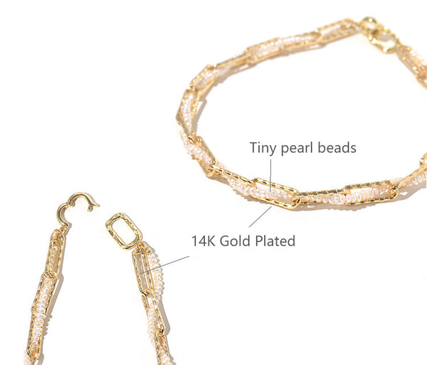 Baroque Pearl Choker Necklace for Women 14K Gold Plated Chain with Freshwater Pearls