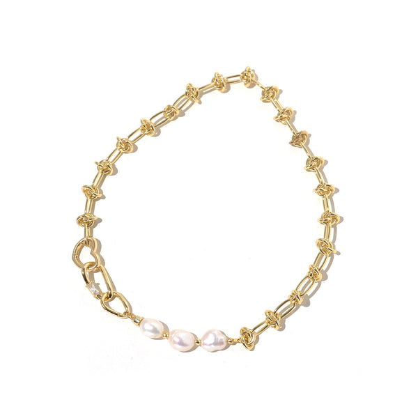 Baroque Freshwater Pearl Necklace 14K Gold-Plated Chain Necklace for Women