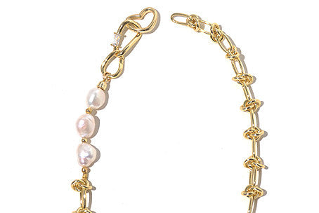 Baroque Freshwater Pearl Necklace 14K Gold-Plated Chain Necklace for Women