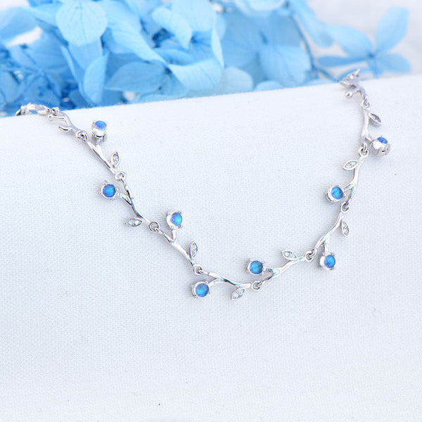 Blue Moonstone Bracelet with Zircon Accents Womens Sterling Silver Bracelet Accessories